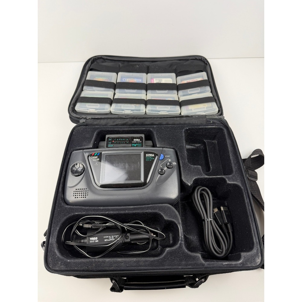 Sega Game Gear Console Lot 9 Games Travel Bag TV Tuner & More BI